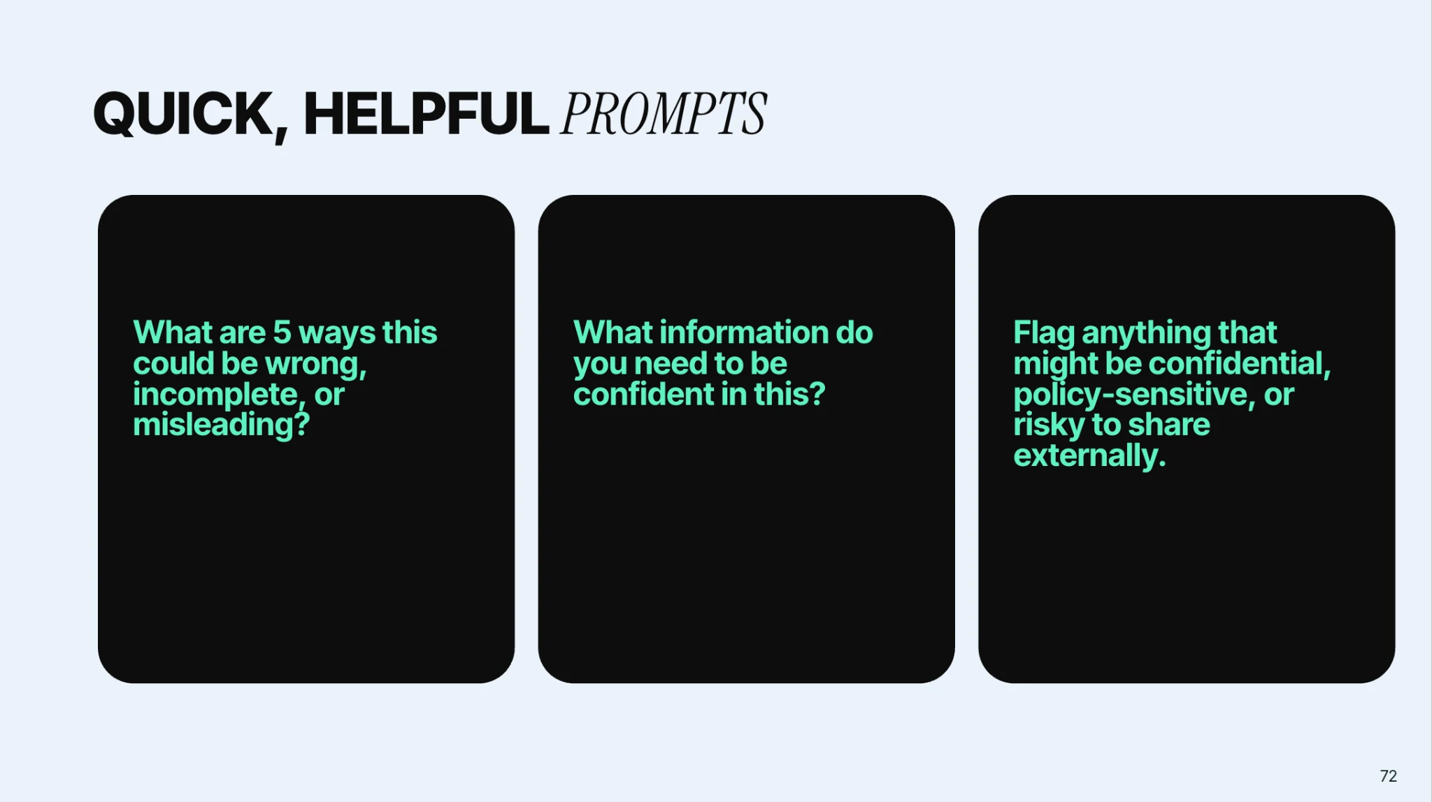 Helpful review prompts from a Moonshot workshop